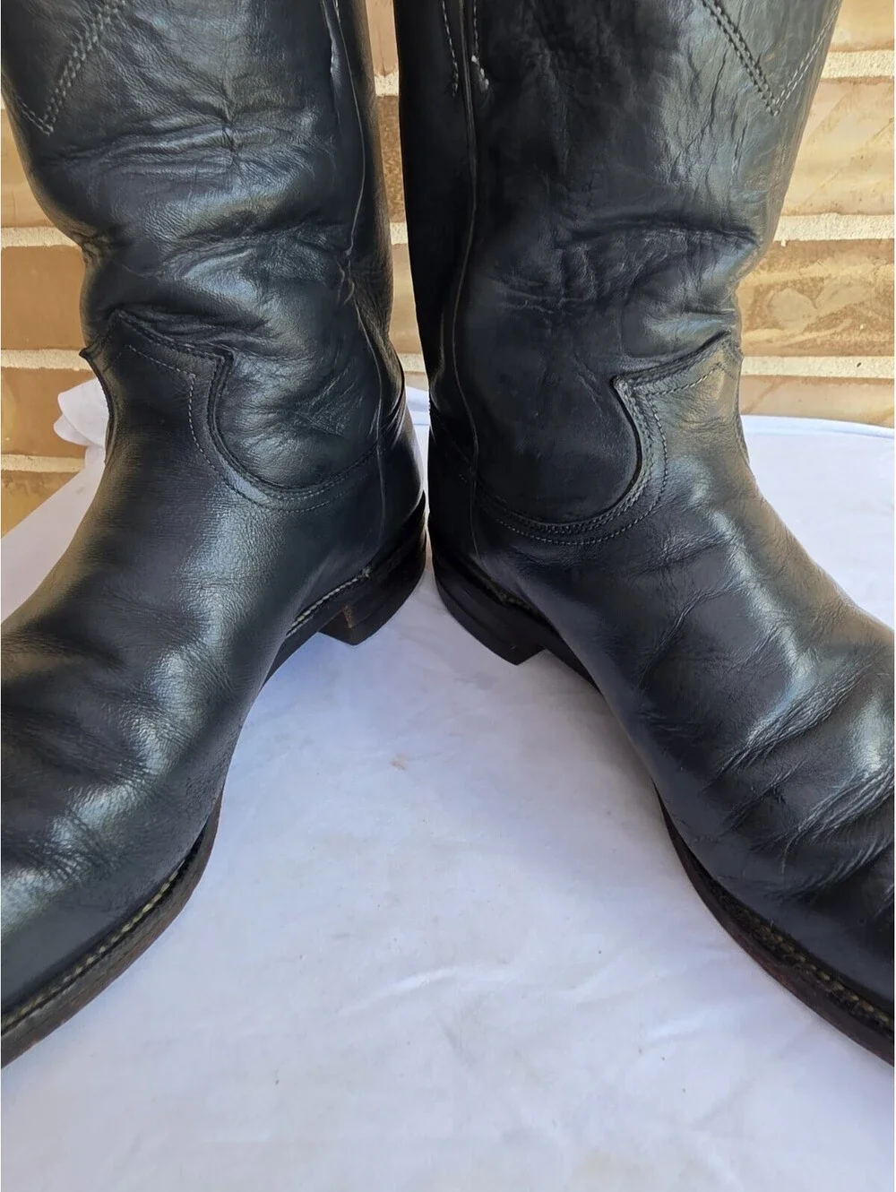 Vintage Justin Roper Boots Mens 10.5 D Gray Leather Cowboy Western USA 3025